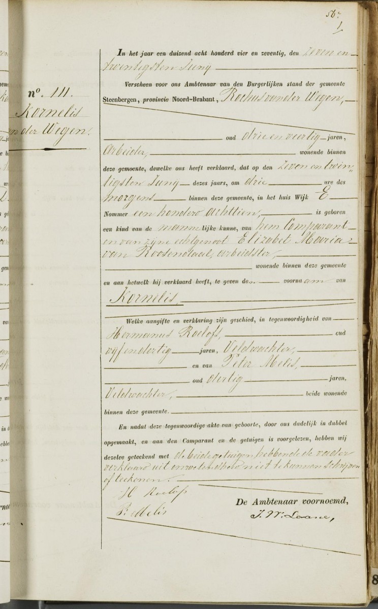 Klik voor foto in apart venster van_der_wegen_kornelis_27-06-1874_geboorteakte.jpg