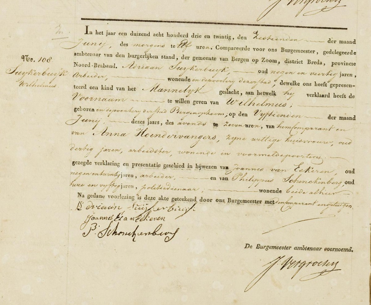 Klik voor foto in apart venster suijkerbuijk_wilhelmus_15-06-1823_geboorteakte.jpg