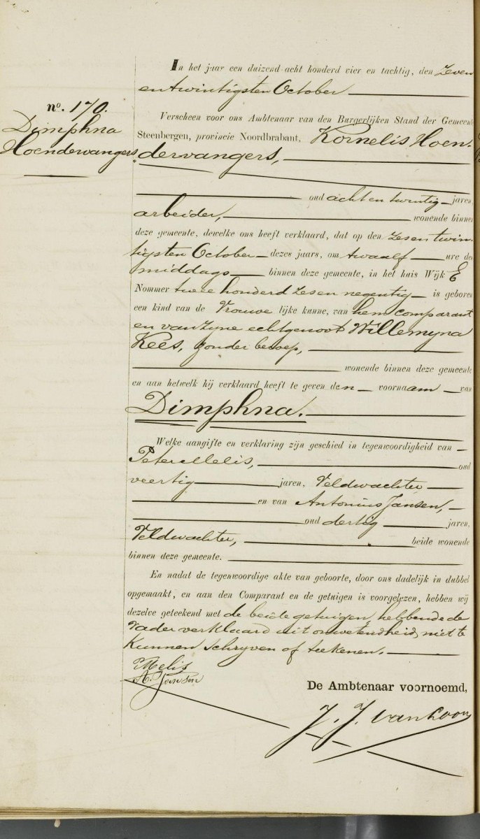 Klik voor foto in apart venster hoendervangers_dimphna_26-10-1884_geboorteakte.jpg