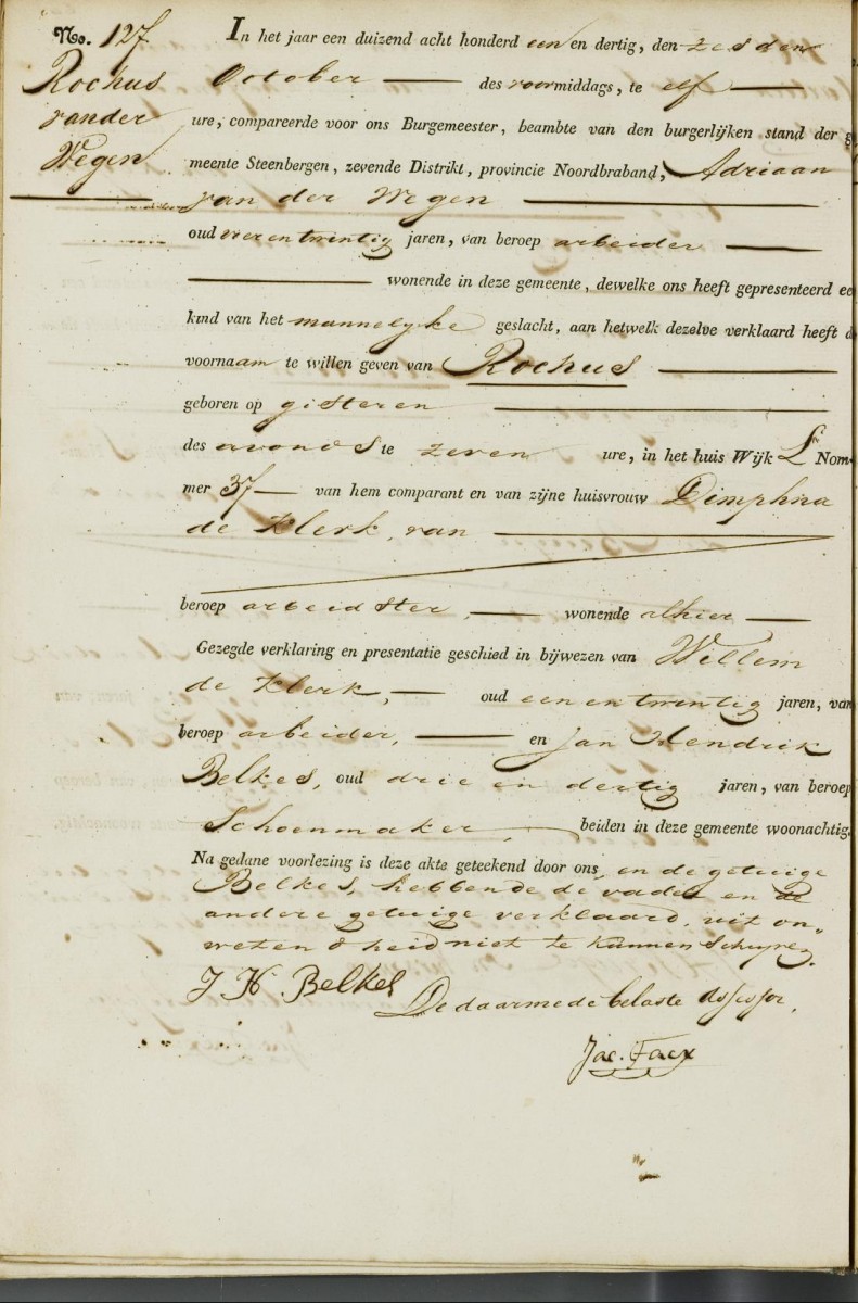 Klik voor foto in apart venster van_der_wegen_rochus_1831_geboorteakte.jpg